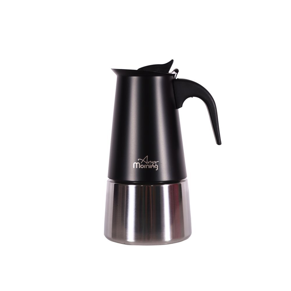 Any Morning - Stovetop Espresso Coffee Maker Induction Moka Pot - Black - 300ml