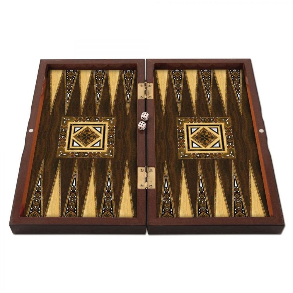 Star Game - Antique Mosaic Mother of Pearl Backgammon Board Game