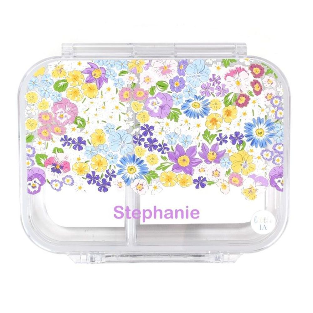 Little IA - Personalized 3 Compartment Enchanted Floral Snack Box - Purple