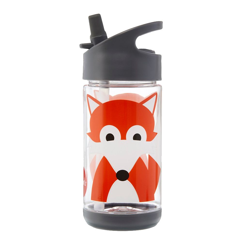 3 Sprouts - Fox Print Water Bottle - Grey - 354 ml