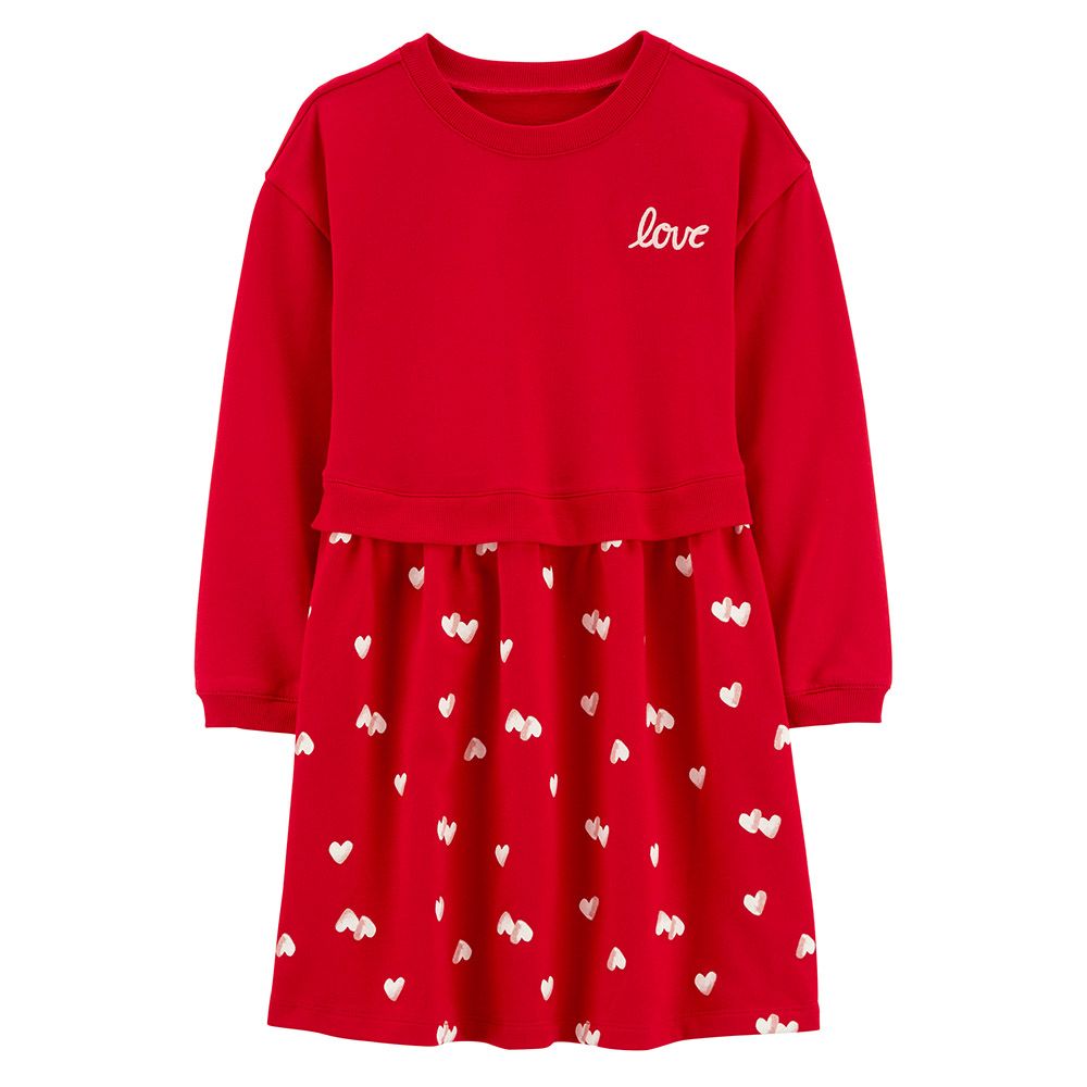 Carters - Girls Love Hearts French Terry Dress - Red