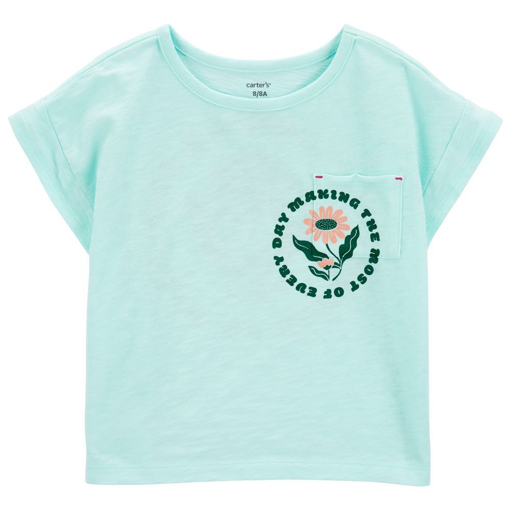 Carters - Girls Floral Pocket Tee - Blue