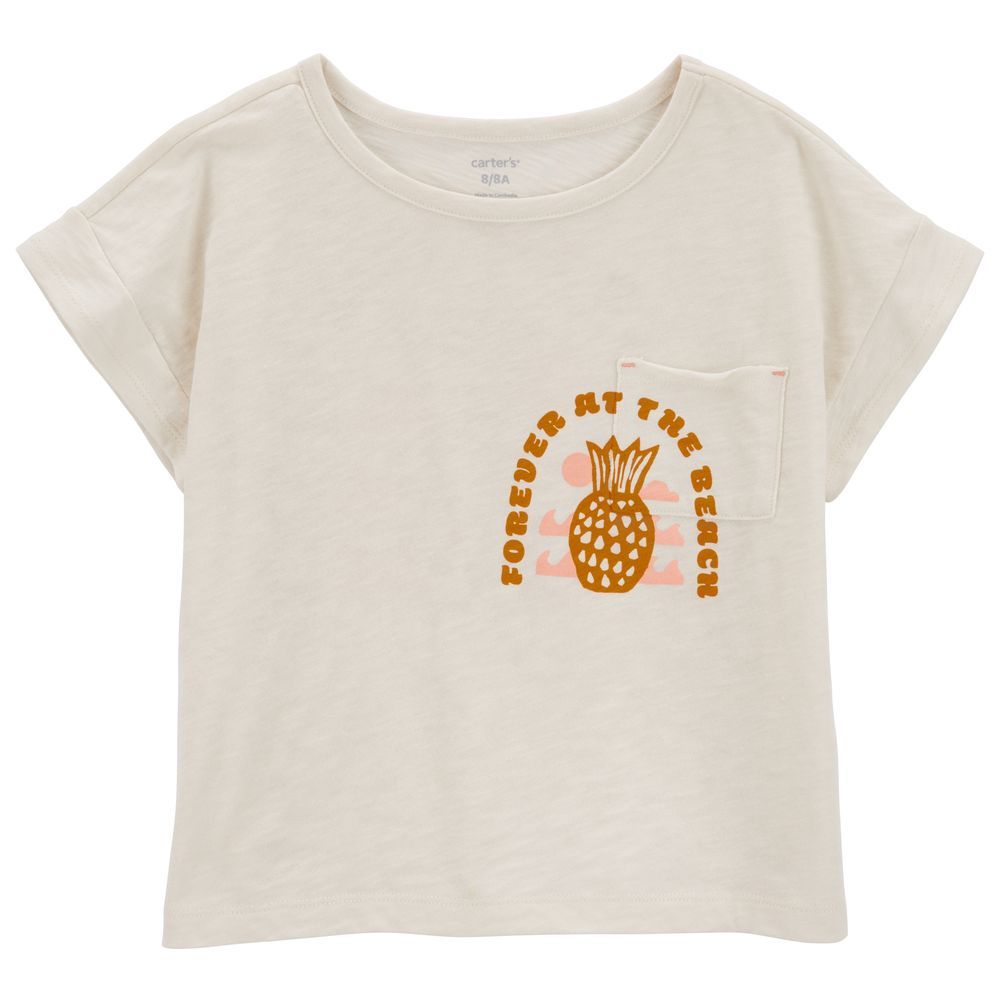 Carters - Girls Pineapple Pocket Tee - Ivory