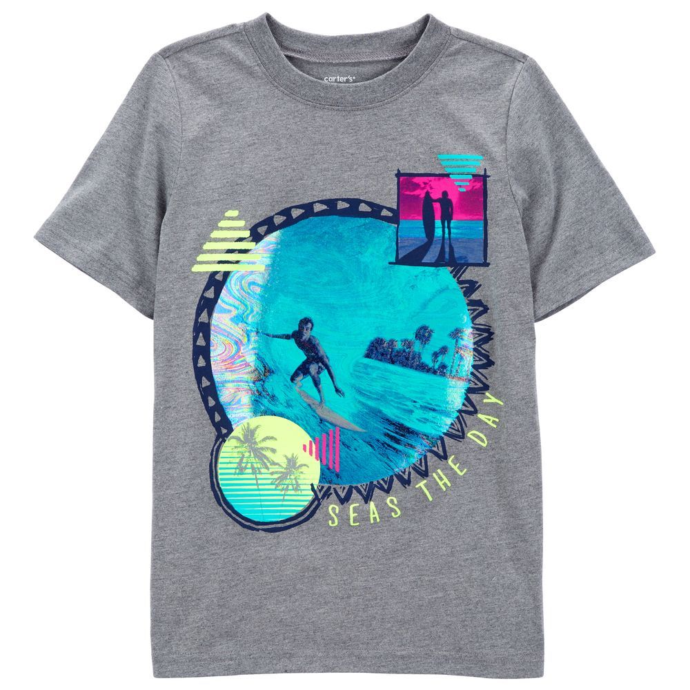 Carters - Boys Surfer Graphic Tee - Grey