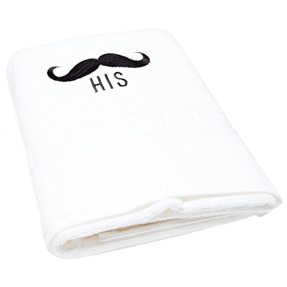 Byft - Premium Mr. Mustache Bath Towel - White