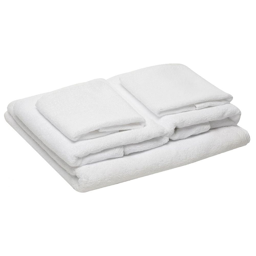 Byft - Twill Hem Bath Set - White - 5pcs