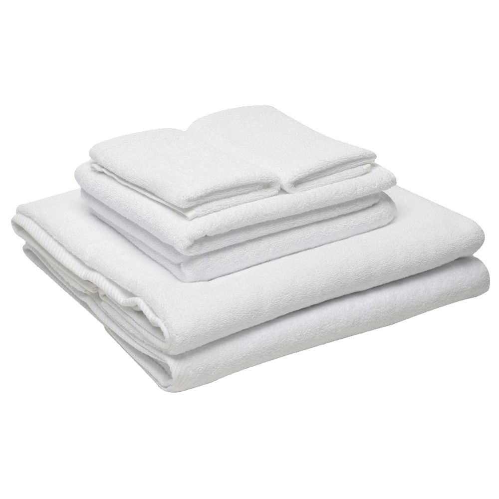 Byft - Twill Hem Bath Set - White - 6pcs