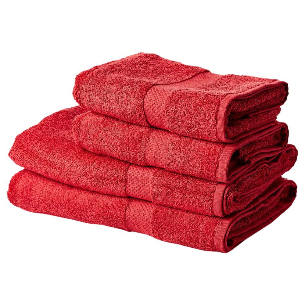 Byft - Bath Towel Set - Red - 4pcs