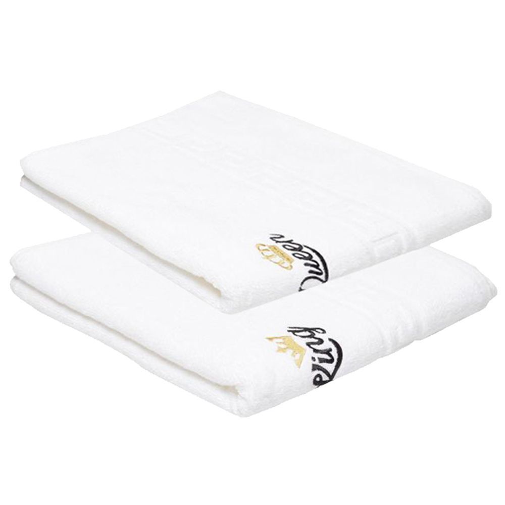 Byft - Premium King And Queen Bath Towel Set - White - 2pcs