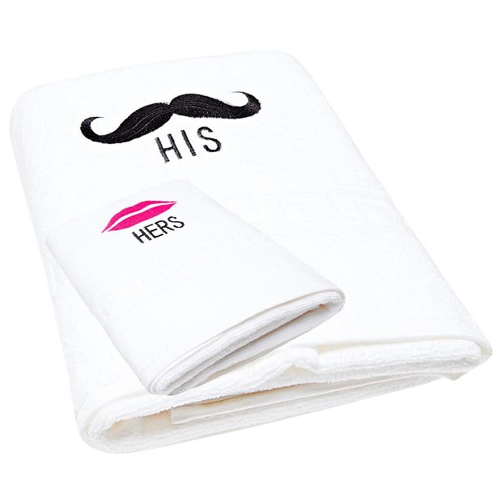 Byft - Premium His And Hers Bath Towel Set - White - 2pcs