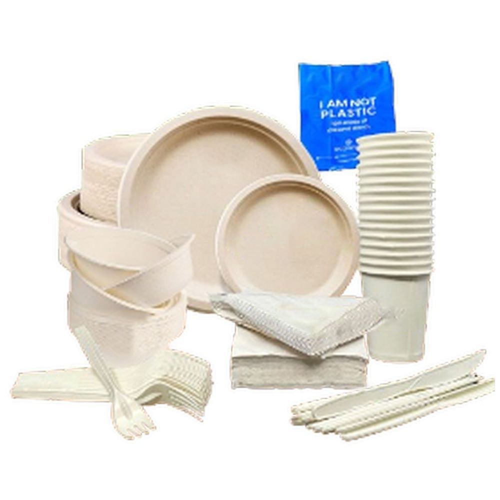 Ecoway - Disposable Bagasse Plate & Cutlery Set - White - 802pcs