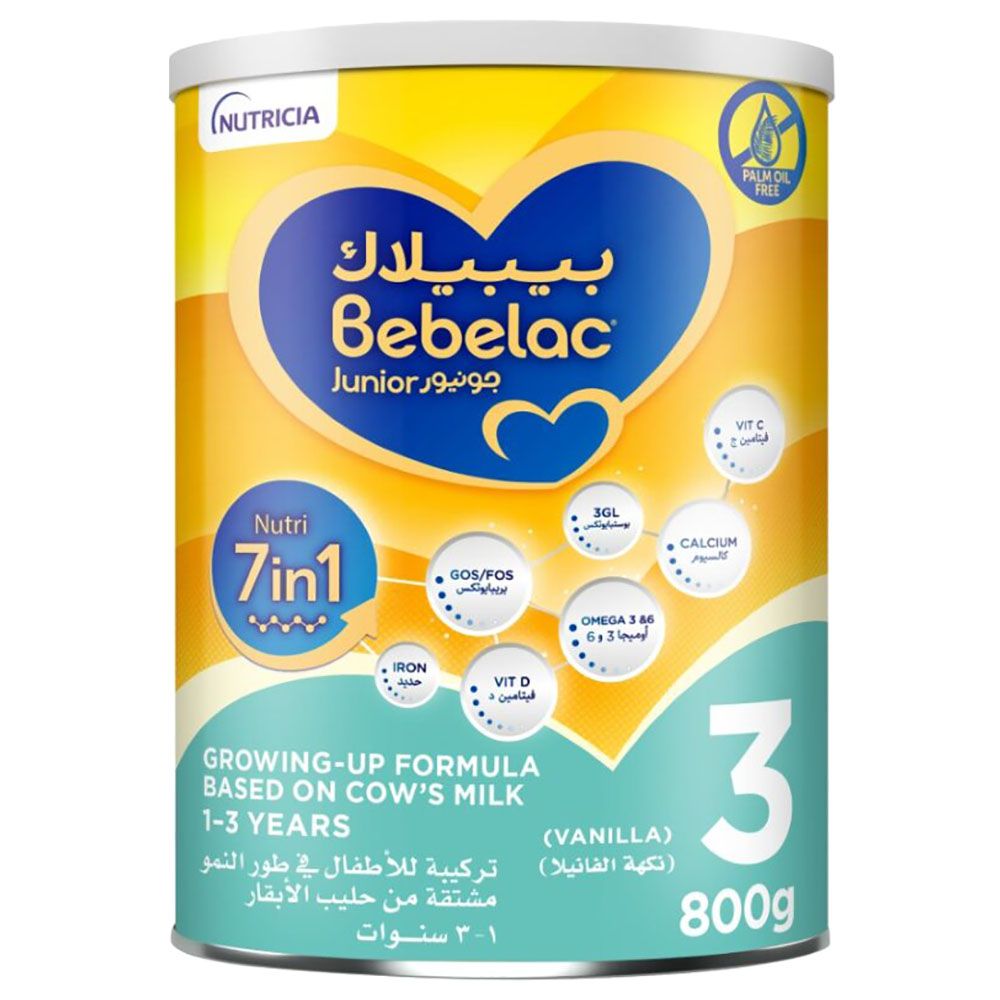 Bebelac - Junior 3 Nutri 7-in-1 Palm Oil Free Growing Up Milk Formula - 1-3Y - 800 g