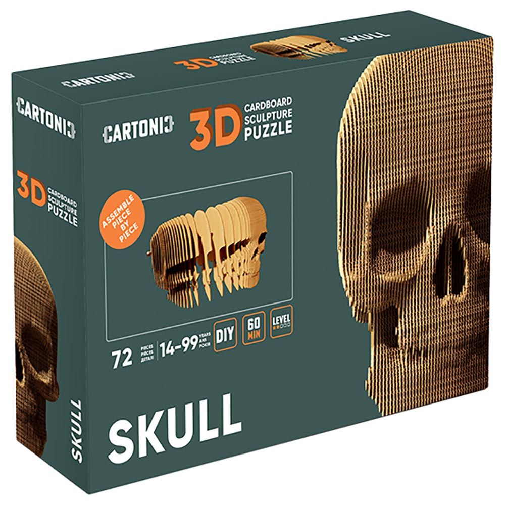 Cartonic - 3D Cardboard Sculpture Puzzle - Skull - 72pcs