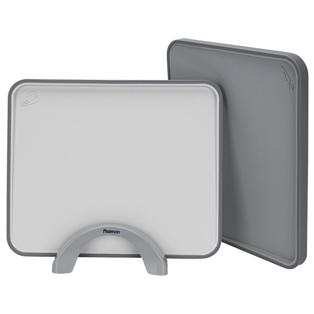 Fissman - Index Chopping Board With Holder - Grey - 2pcs - 34x28cm