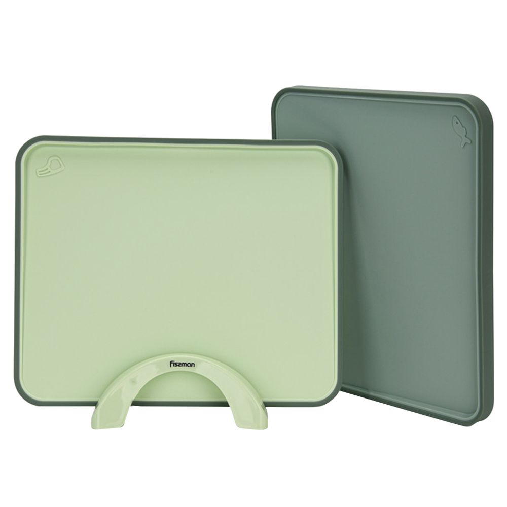 Fissman - Index Chopping Board With Holder - Green - 2pcs - 34x28cm