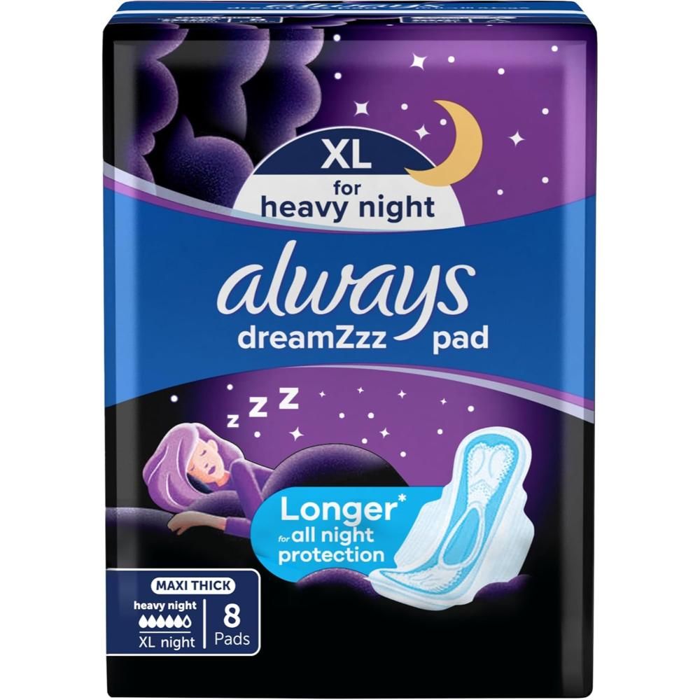 Always Clean & Dry Maxi Thick Night Sanitary Pads Wings 8pcs