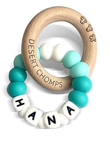 Desert Chomps - Personalized Teether Lasso - Aqua