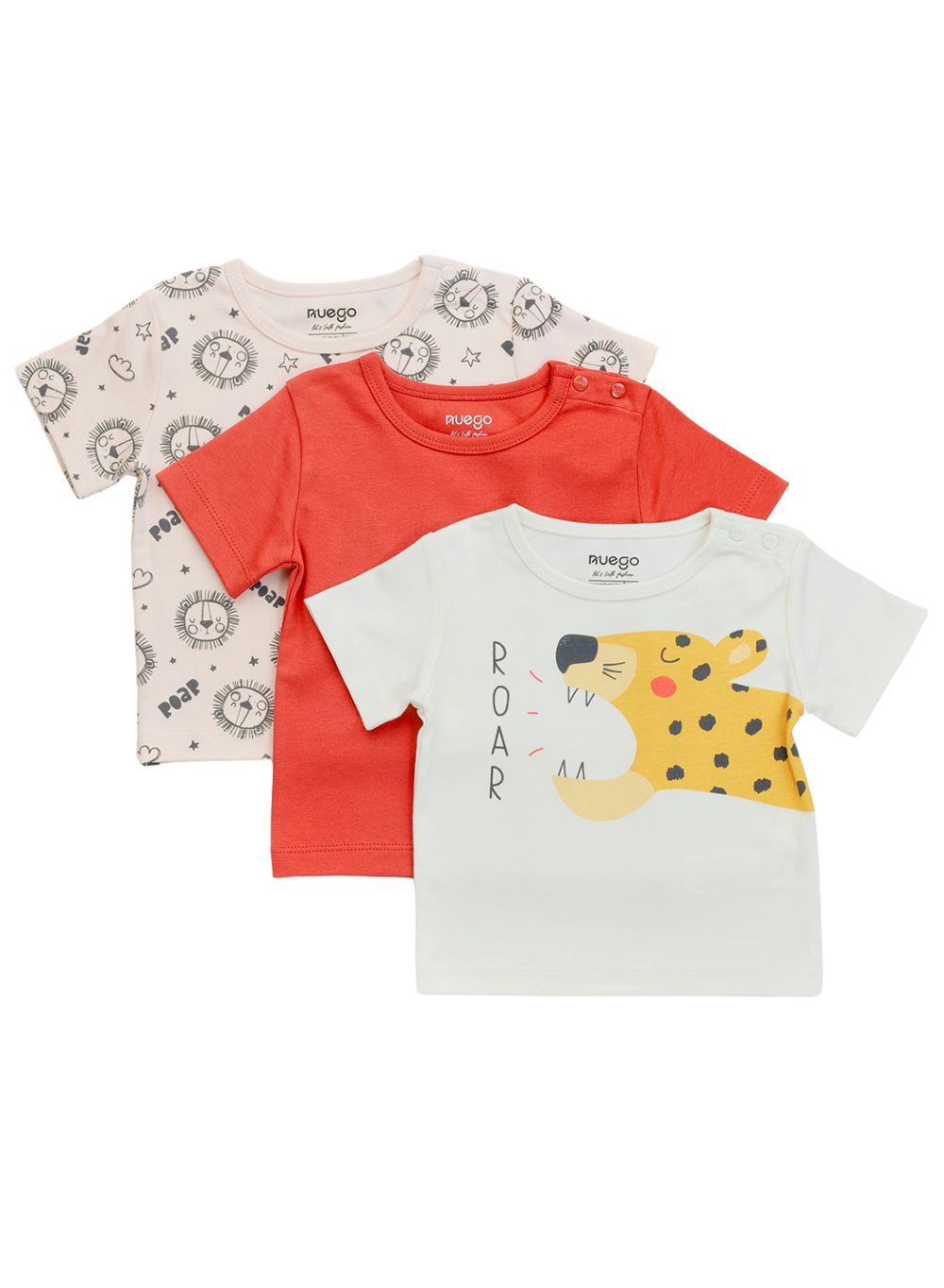 Nuego - T-Shirt For Baby Boy/Toddler - 3pc Set - Brown, Pink & White