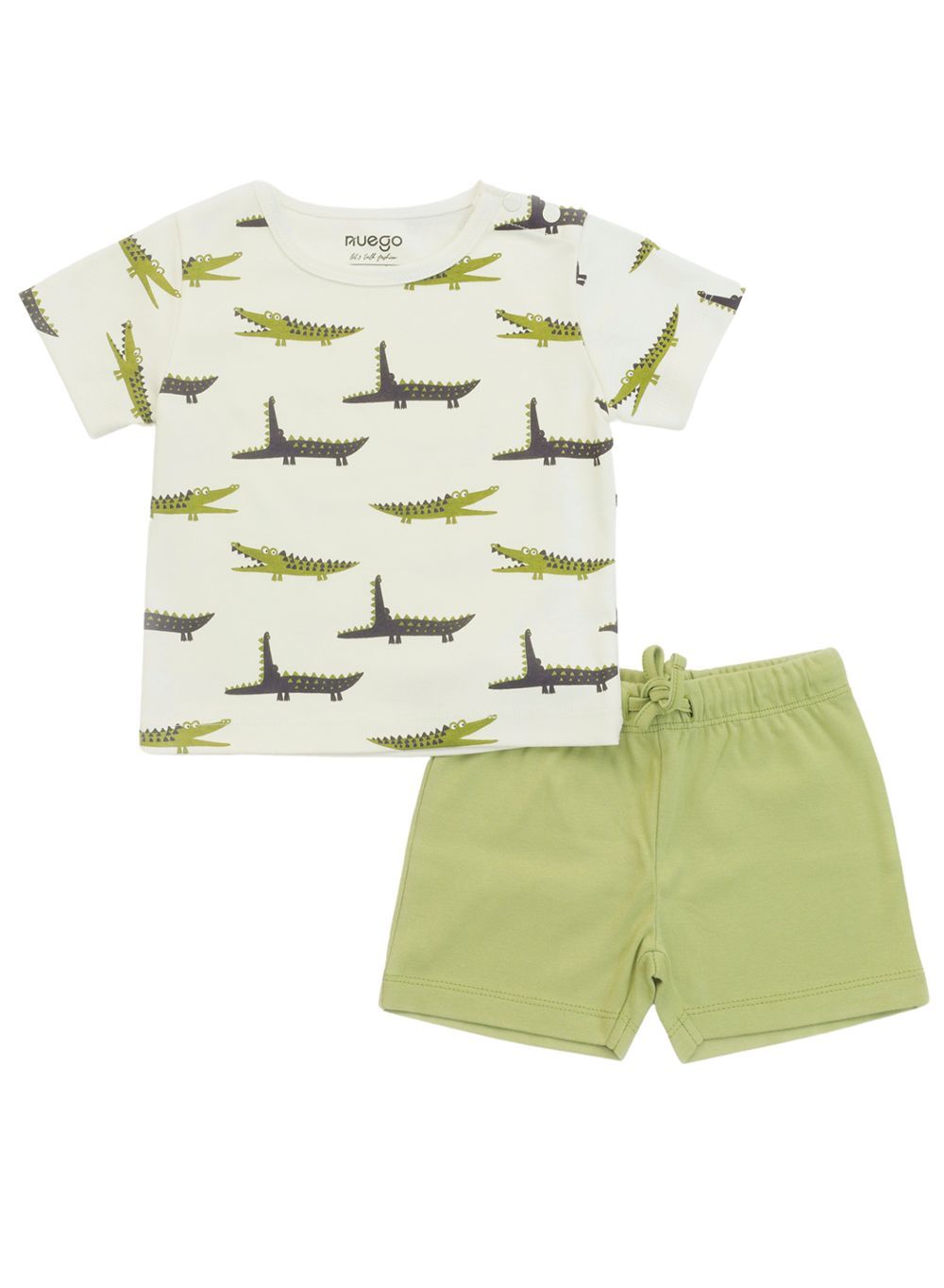 Nuego - 2pc-Set - Baby Boy T-Shirt And Shorts - White/Green