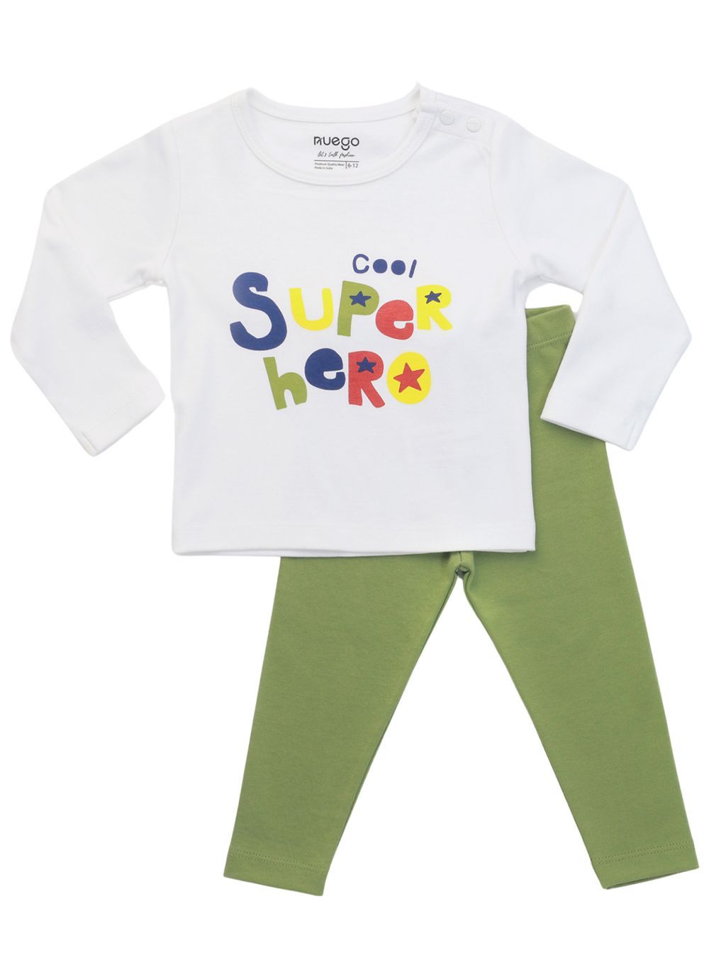 Nuego - 2pc-Set - Baby Boy T-Shirt And Pyjamas - White/Green