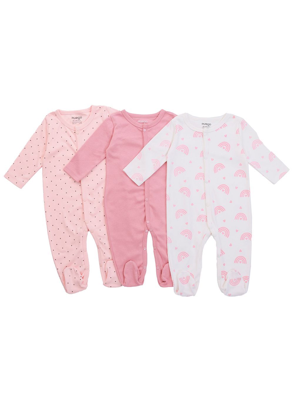 Nuego - 3pc-Set - Baby Girl Sleepsuits