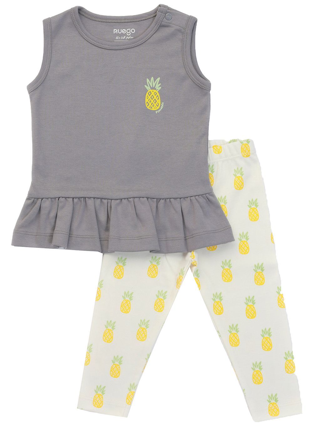 Nuego - 2pc-Set - Baby Girls Top And Leggings - Grey/White