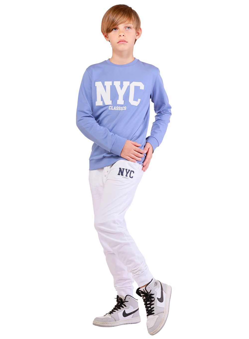 Nuego - 2pc-Set - NYC Classics Sweatshirt And Joggers - Blue/White