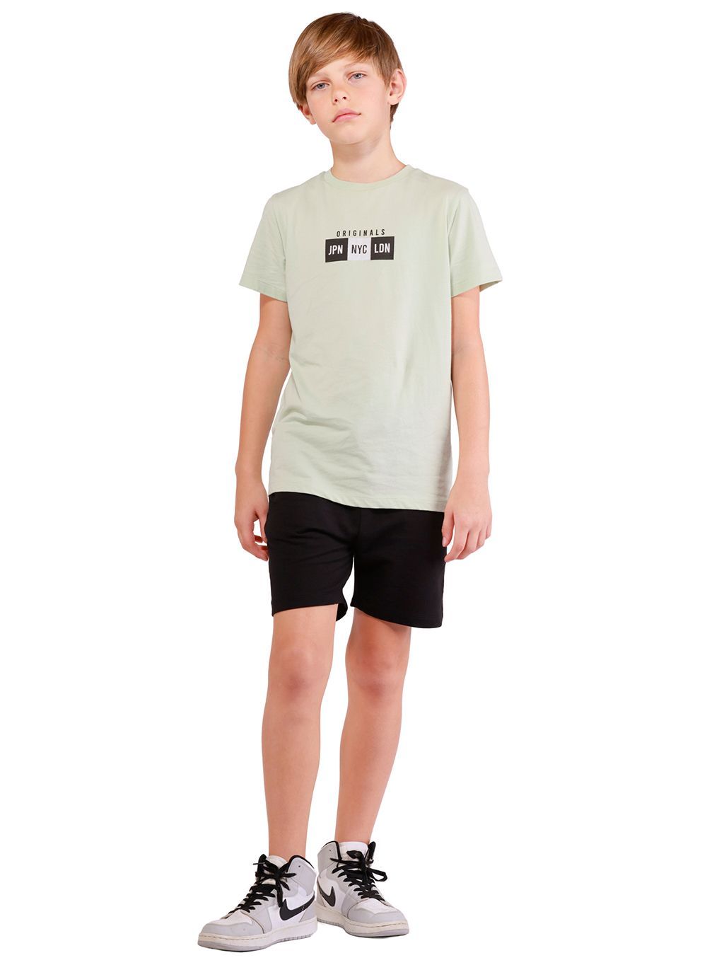 Nuego - Printed Boys Cotton T-Shirt & Short - Black & Green