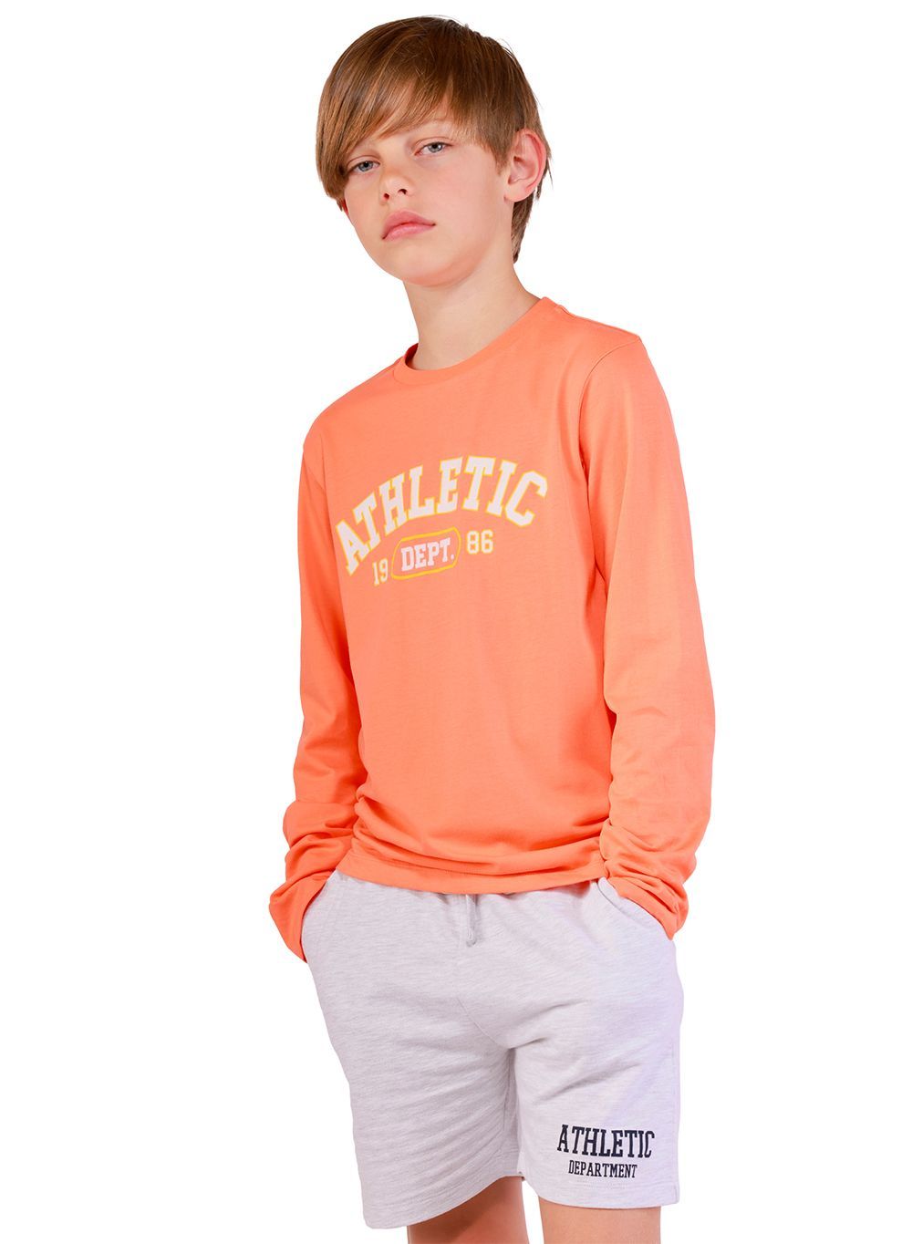 Nuego - Long Sleeves Printed T-Shirt - Orange