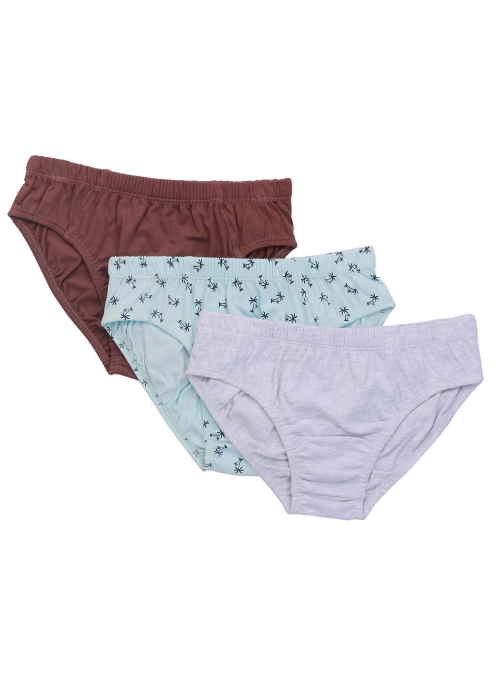 Nuego - Boys Cotton Underwear Pack Of 3 - Brown, White & Grey