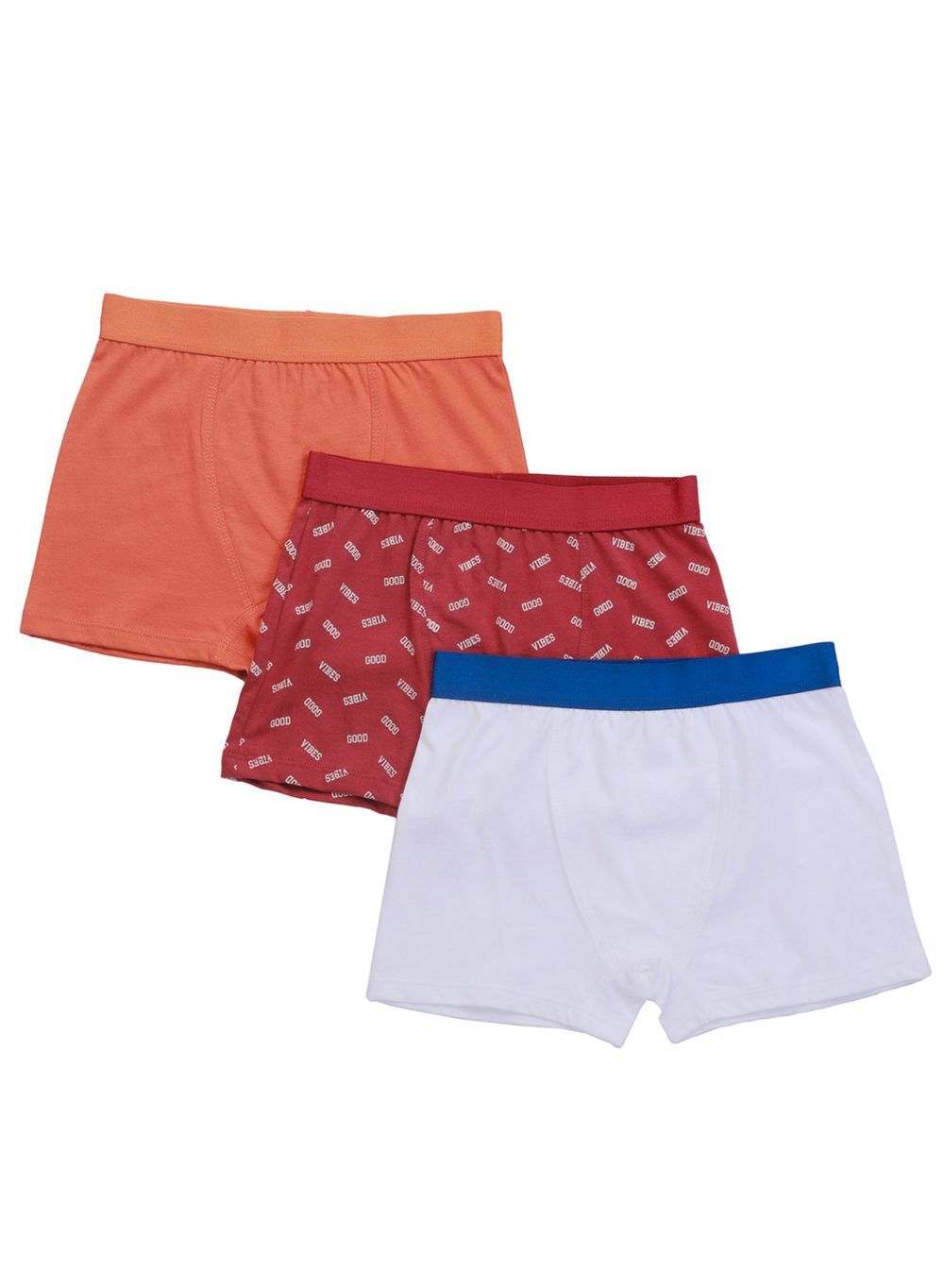 Nuego - Boys Cotton Boxers Pack Of 3 - Orange, White & Brown