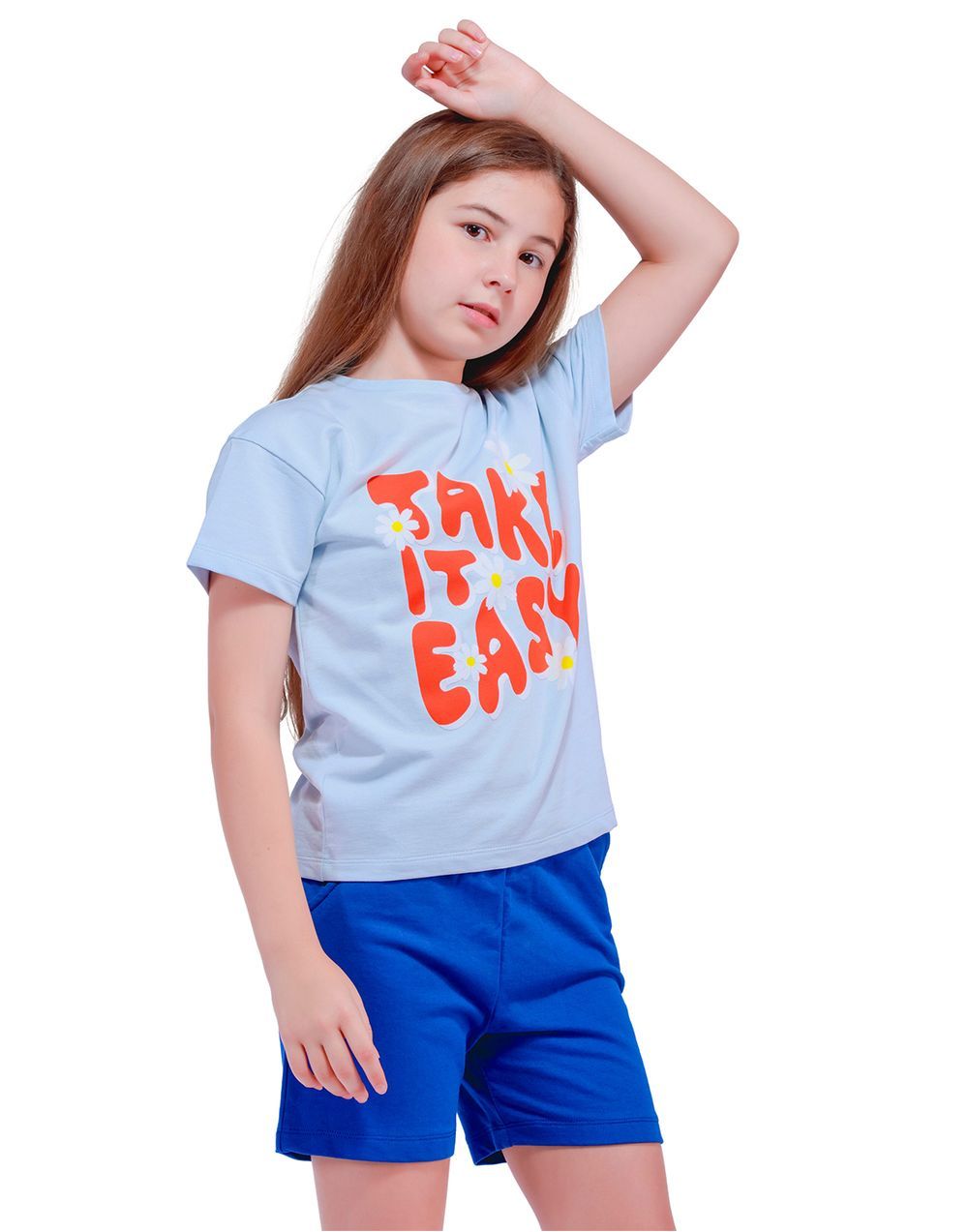 Nuego - Kids Girl Tee & Shorts Sets - Blue