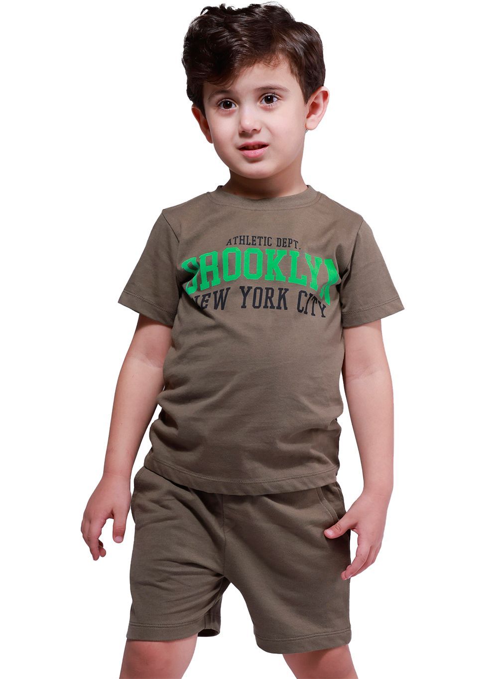 Nuego - 2pc-Set - Boy's T-Shirt And Shorts - Green