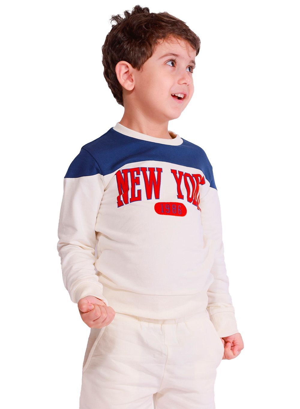 Nuego - Boy's New York 1986 Printed Sweatshirt - Off White