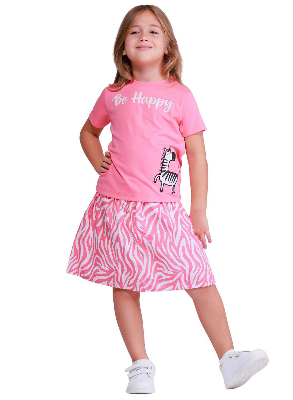 Nuego - 2pc-Set - Girl's Top And Skirt - Pink