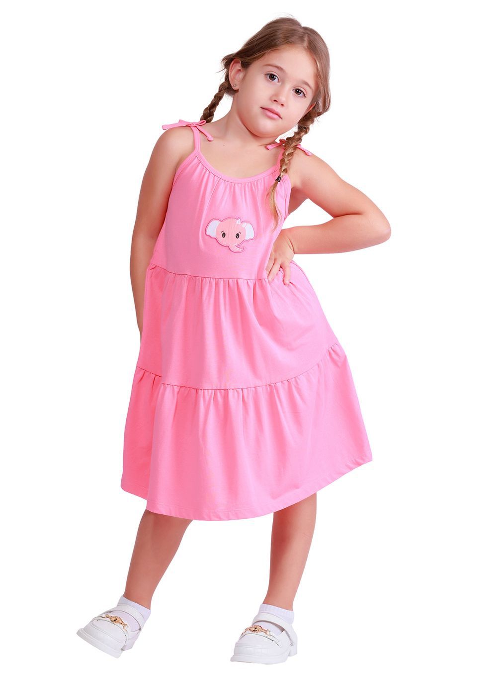 Nuego - Girl's Tiered Midi Dress - Pink