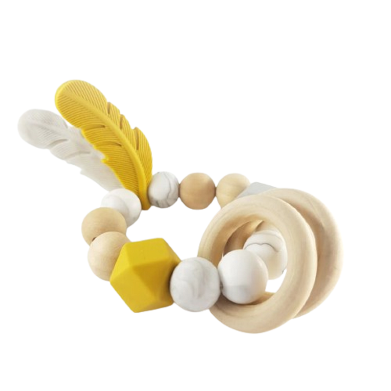 SMA - Feather Baby Teether Toy - Mustard