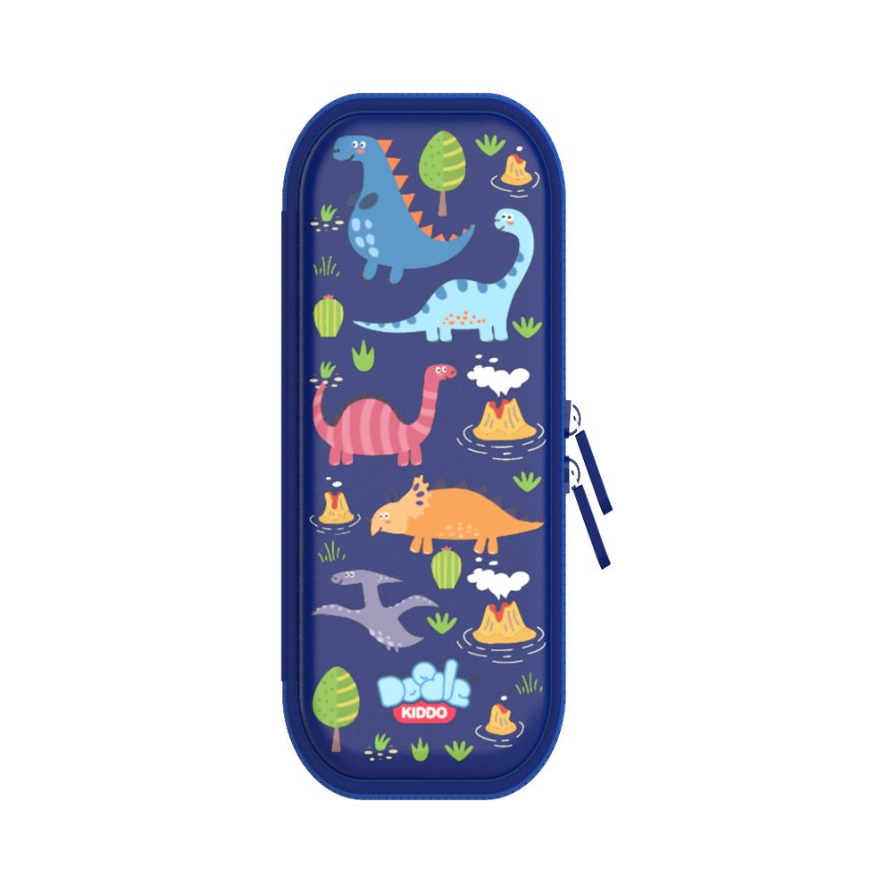 Doodle Kiddo - Dinosaur Themed Pencil Case - Dark Blue