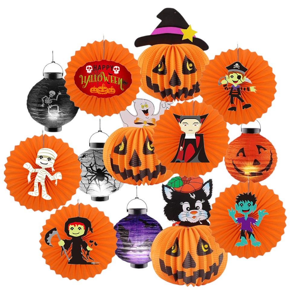 Doodle Kiddo - Halloween Paper Lanterns Hanging Decorations - Pack of 13