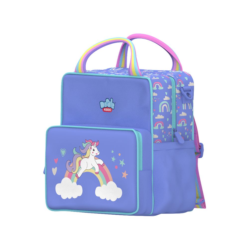 Doodle Kiddo - 2-in-1 Unicorn Backpack Lunch Bag - Purple