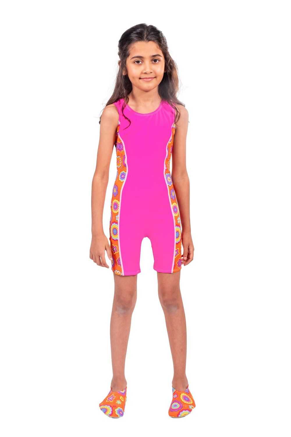 Coega Sunwear - Girl's Shortie Swimsuit - Pink Orange Groovy