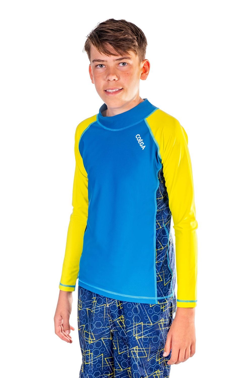 Coega Sunwear - Boy's Long Sleeve Rashguard - Navy Geometric