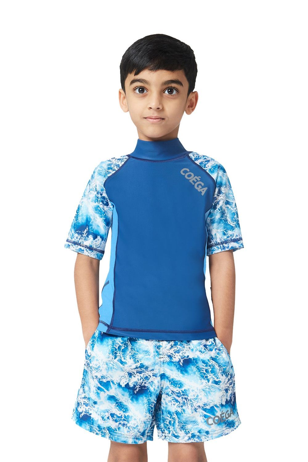 Coega Sunwear - Boys Short Sleeve Rashguard - Navy Waves