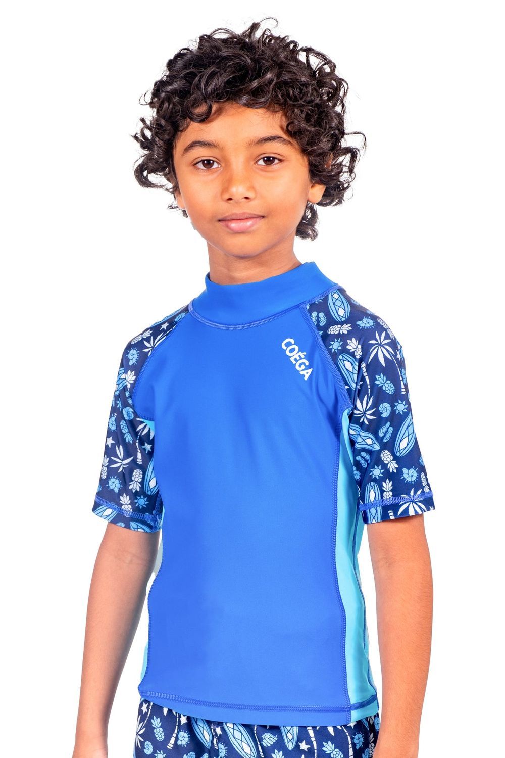 Coega Sunwear - Boy's Rashguard With Short Sleeves - Navy Blue Surf