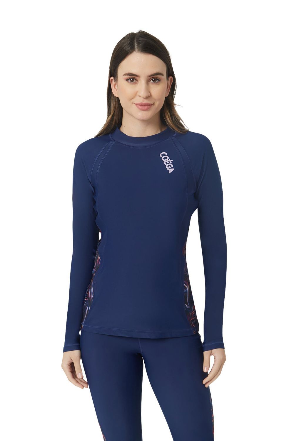 Coega Sunwear - Ladies Rashguard Long Sleeve - Navy Pink Swirls