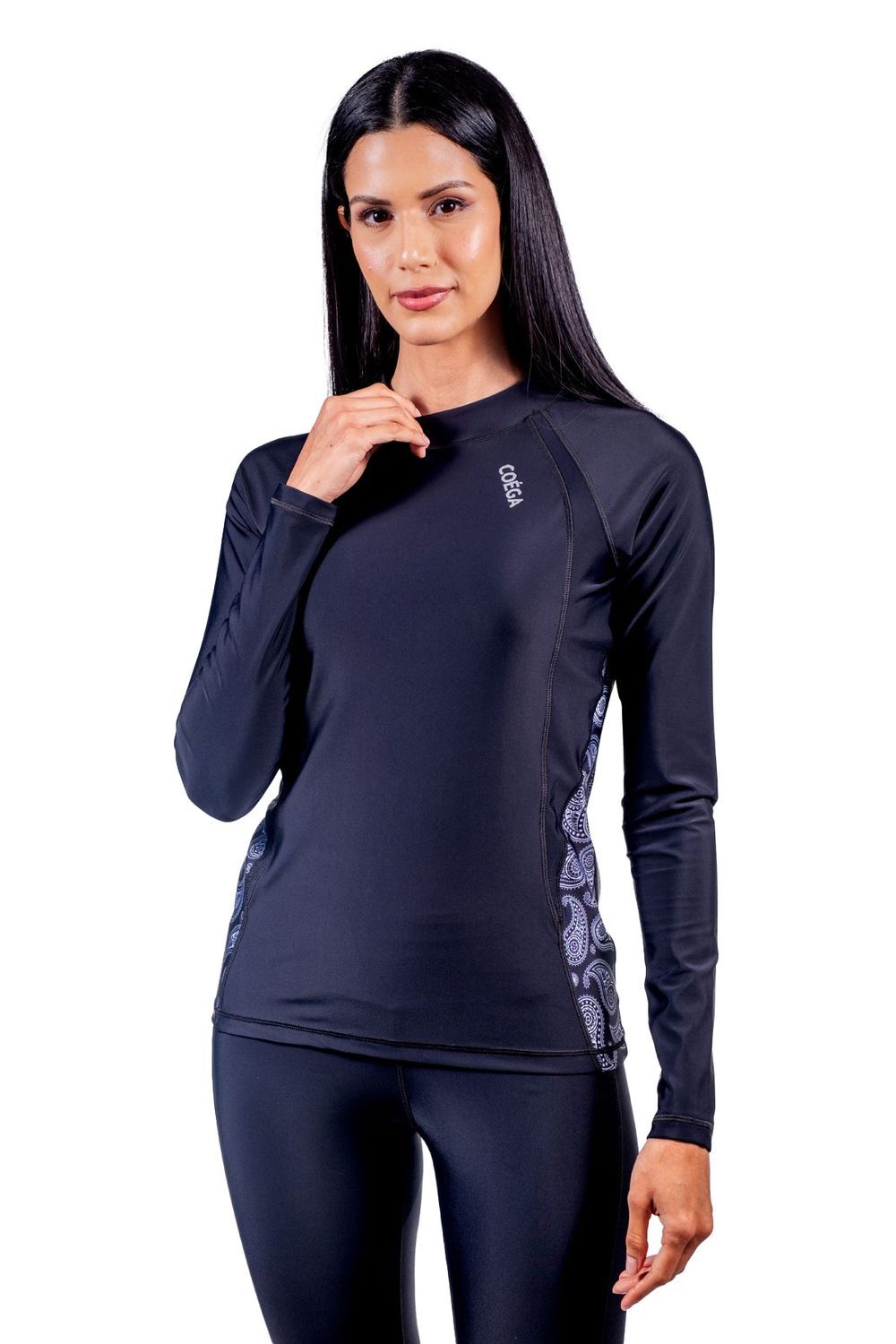 Coega Sunwear - Woman's Long Sleeves Rash Guard - Nero Paisley