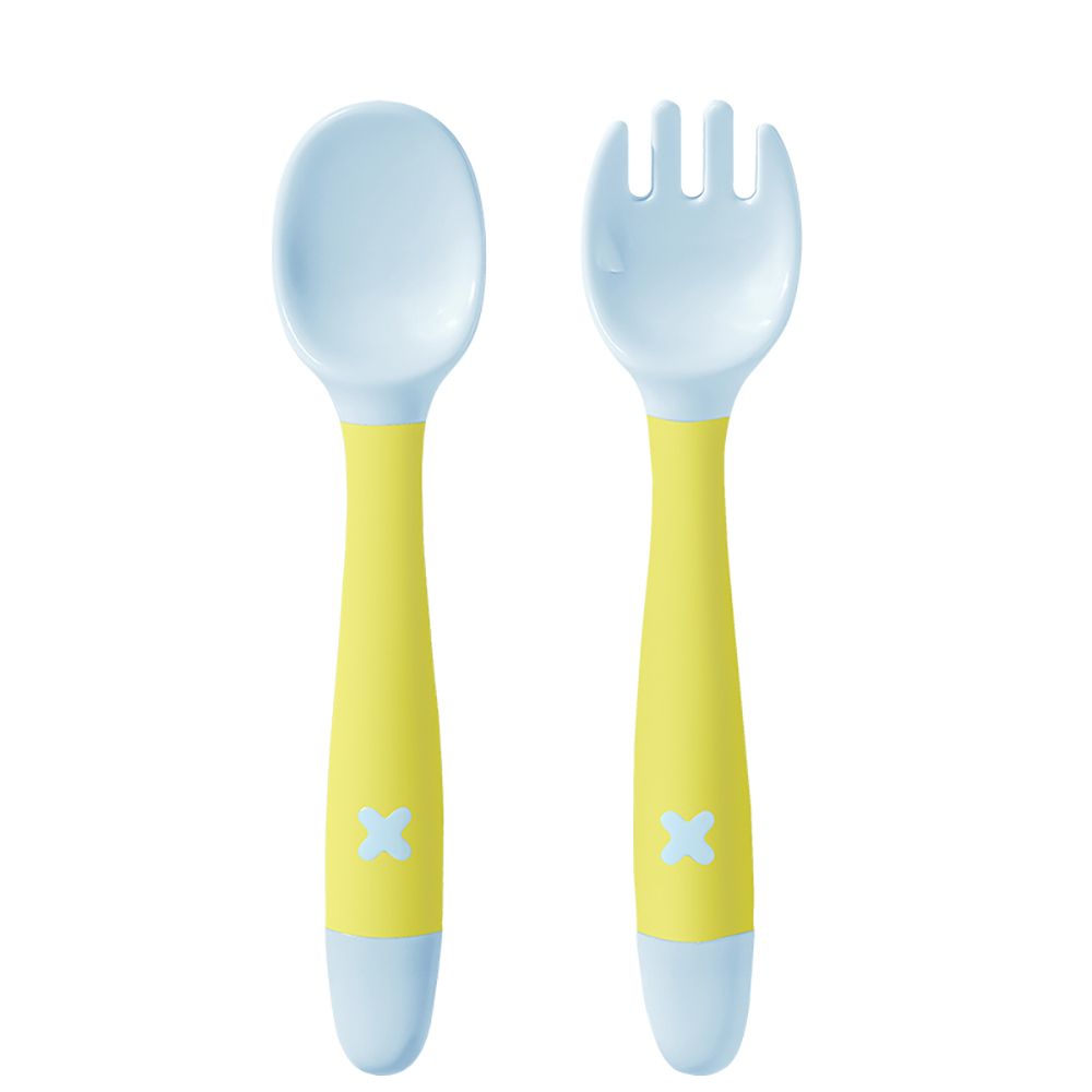 Babycare - Feeding Spoon And Fork Set - Locke Yellow - 2 Pcs