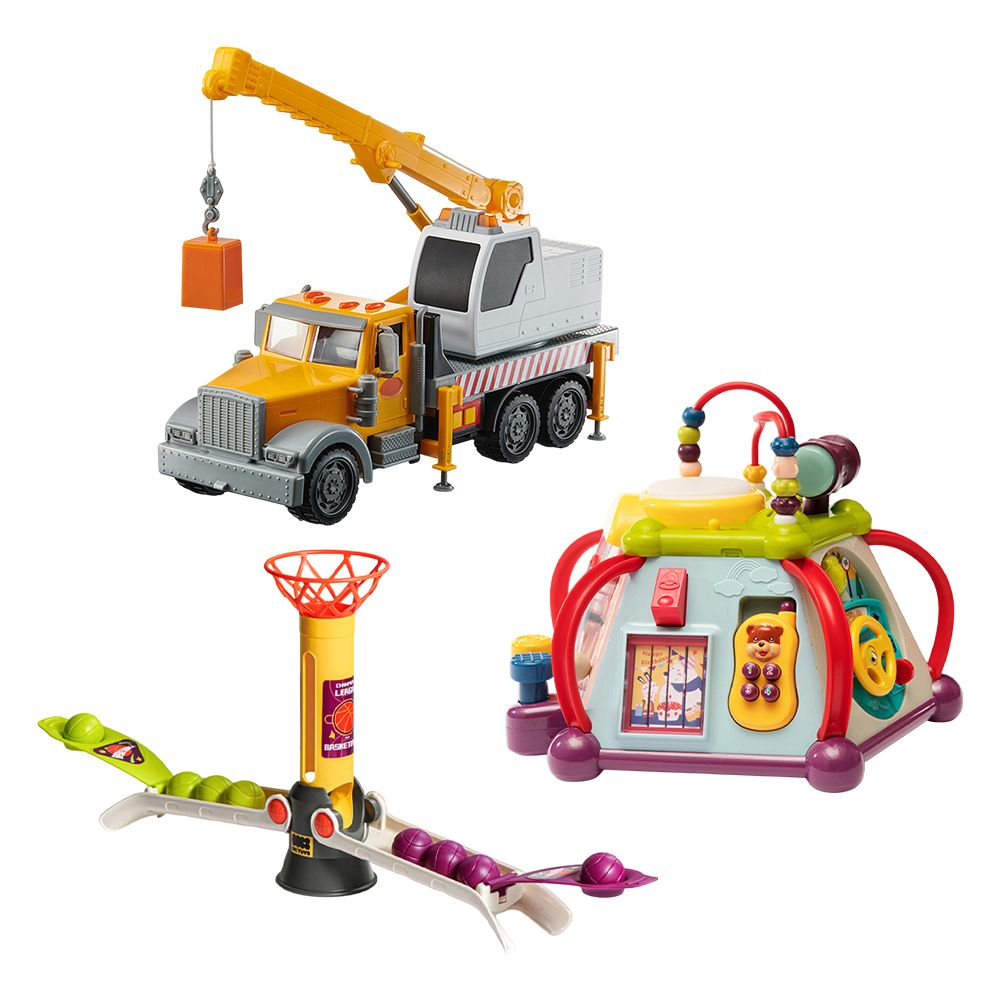 Babycare - Crane Truck Playset And Basketball Set With Activity Cube