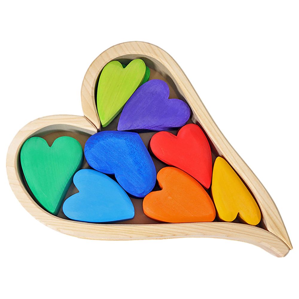 Grimm's - Rainbow Hearts Building Blocks - 13pcs