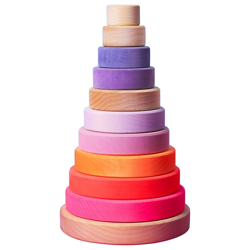 Grimm's - Stacking Conical Tower - 10pcs - Neon Pink